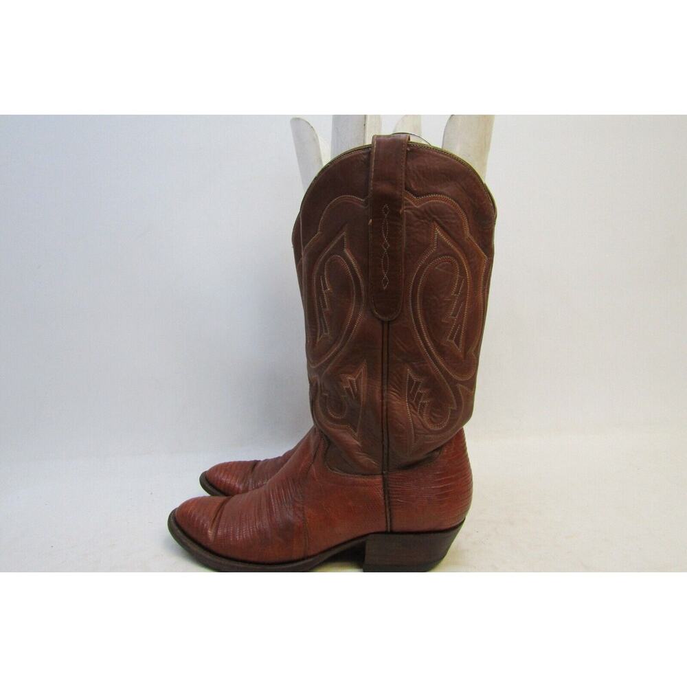 Cowtown Mens Size 9 D Brown Leather Lizard Cowboy Western Boots